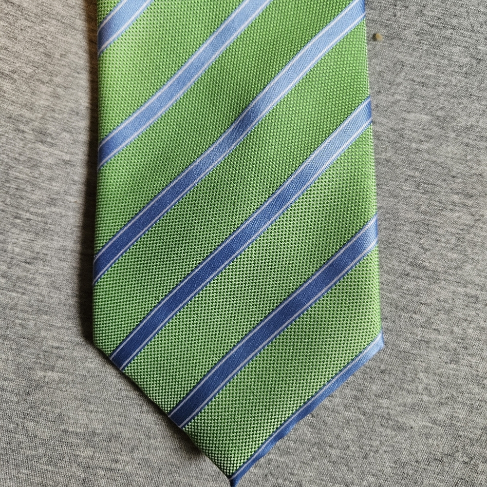 Ermenegildo Zegna Green Striped Silk Tie